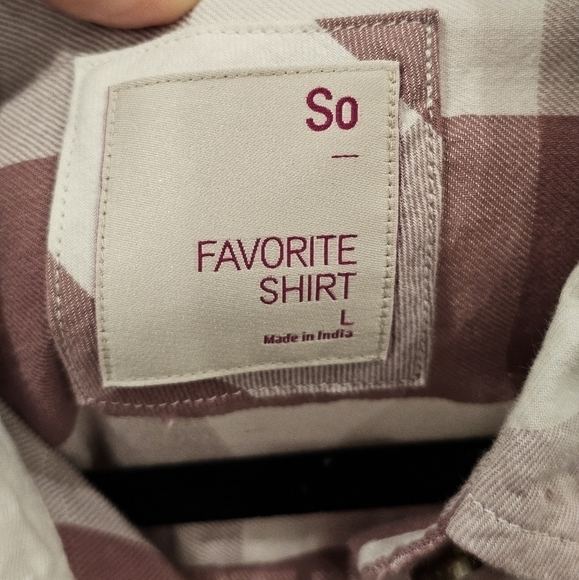 SO Kohls Mauve Buffalo Plaid Button Favorite Shirt Size Large - Picture 5 of 6